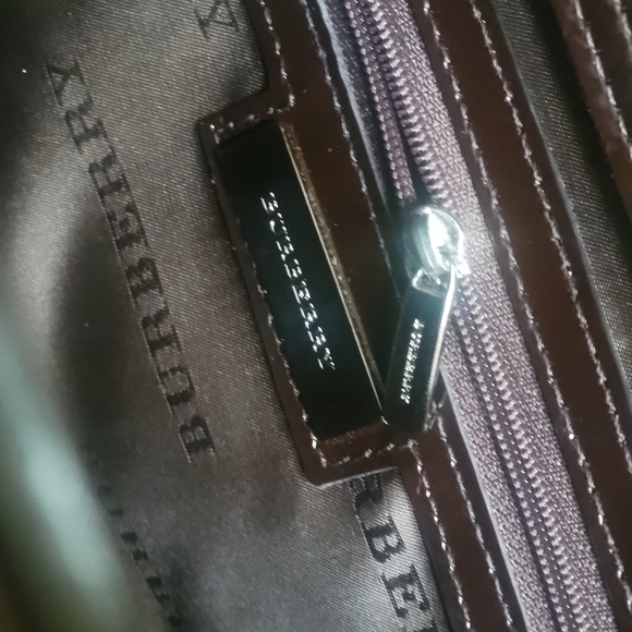 BURBERRY Check Pattern HandBag Dark Brown Enamel..w/COA. - Picture 10 of 14